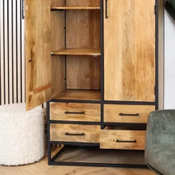 Furndea Wandkasten|Industriele Kasten|Morada Wandkast naturel Mangohout 90cm