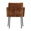 WOOOD Eetkamerstoelen|Mount Eetkamerstoel Met Armleuning Chenille Middenbruin
