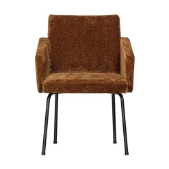 WOOOD Eetkamerstoelen|Mount Eetkamerstoel Met Armleuning Chenille Middenbruin