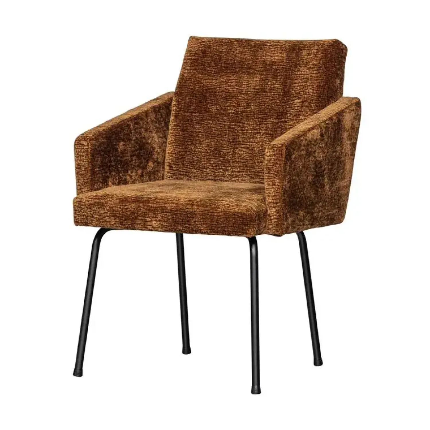 WOOOD Eetkamerstoelen|Mount Eetkamerstoel Met Armleuning Chenille Middenbruin
