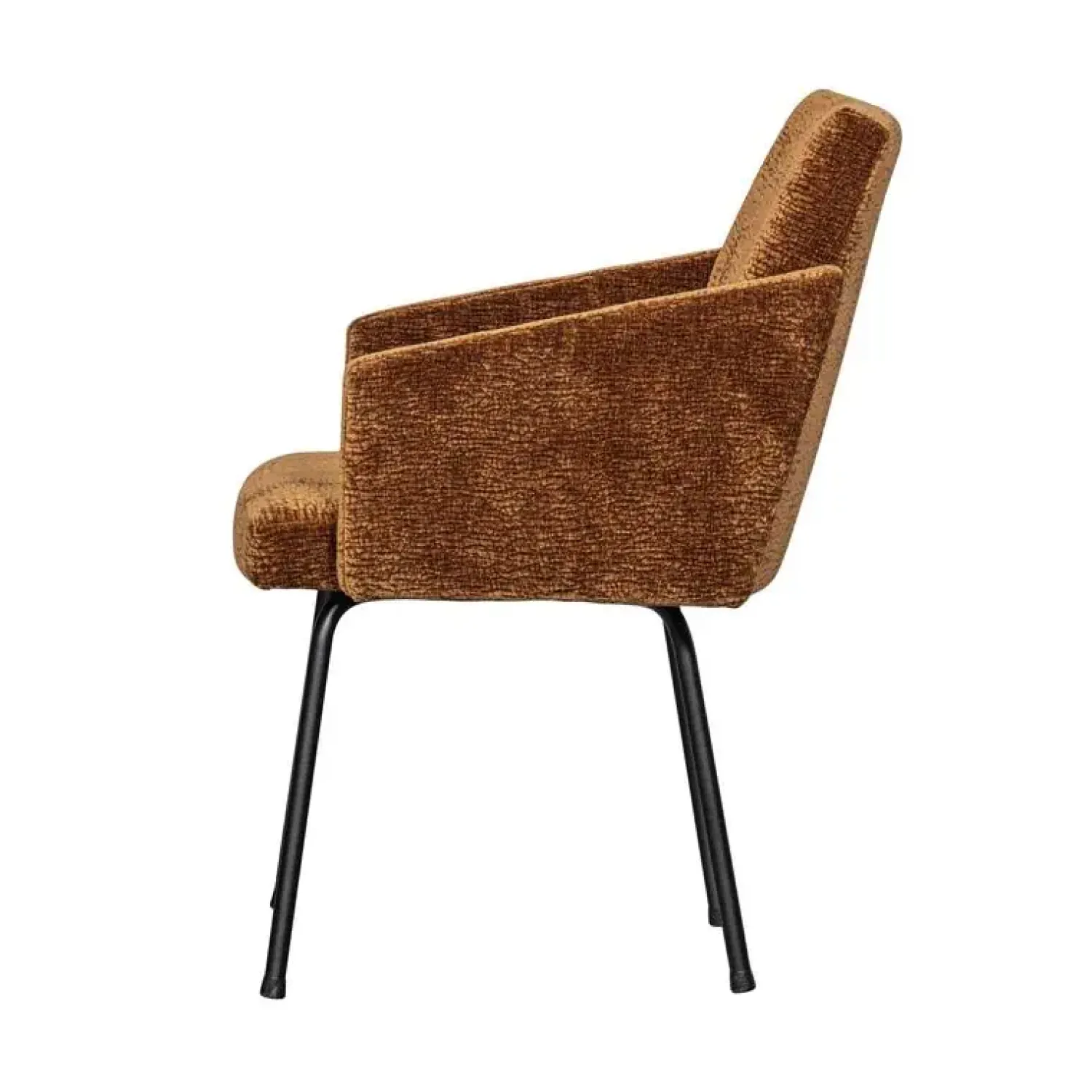 WOOOD Eetkamerstoelen|Mount Eetkamerstoel Met Armleuning Chenille Middenbruin