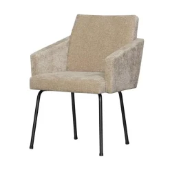 WOOOD Eetkamerstoelen|Mount Eetkamerstoel Met Armleuning Chenille Zand