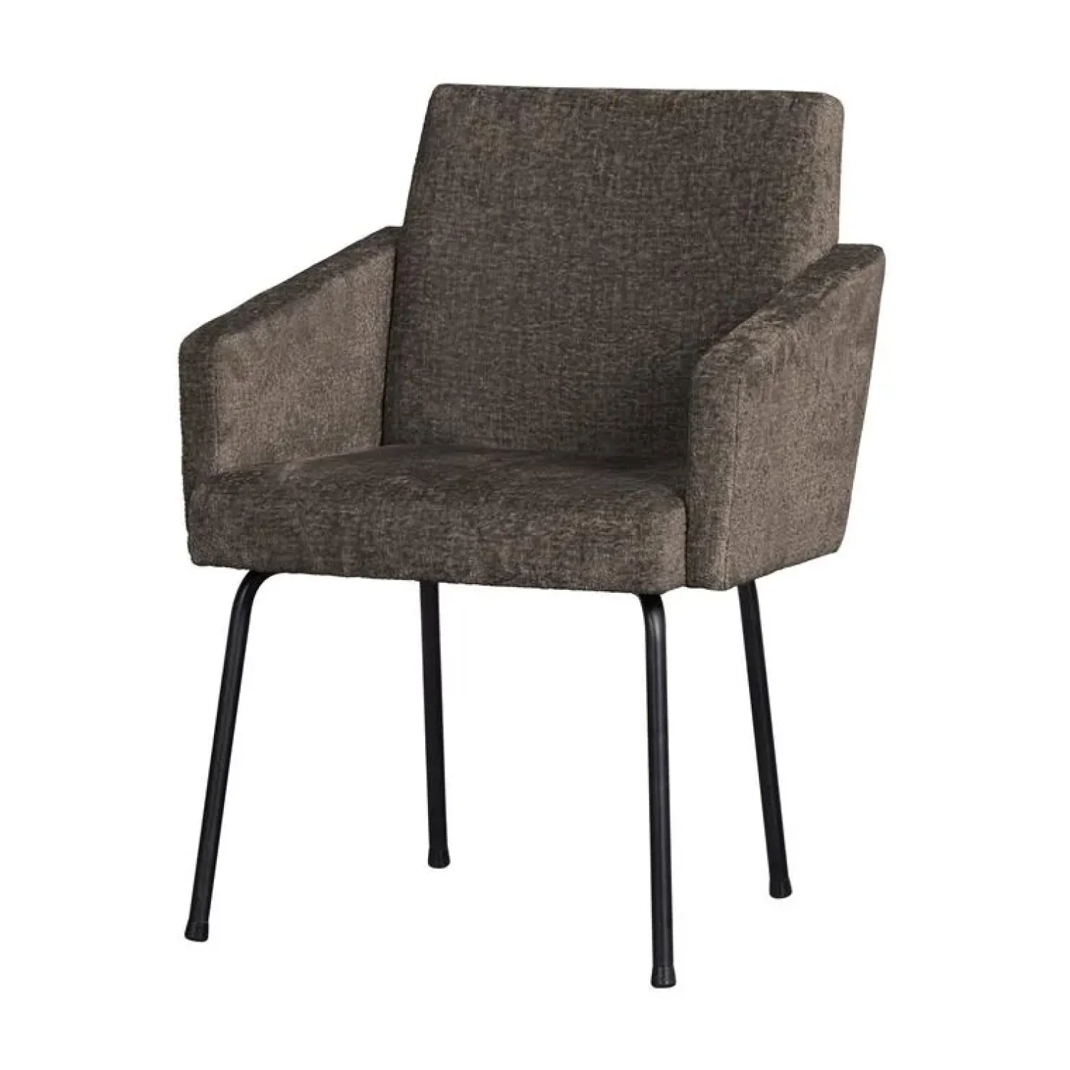WOOOD Eetkamerstoelen|Mount Eetkamerstoel Met Armleuning Grof Geweven Grijs/Bruin