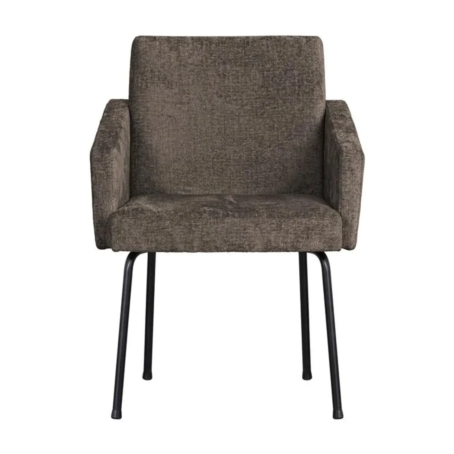 WOOOD Eetkamerstoelen|Mount Eetkamerstoel Met Armleuning Grof Geweven Grijs/Bruin