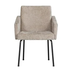 WOOOD Eetkamerstoelen|Mount Eetkamerstoel Met Armleuning Grof Geweven Stof Naturel