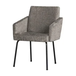WOOOD Eetkamerstoelen|Mount Eetkamerstoel Met Armleuning Grof Geweven Stof Taupe