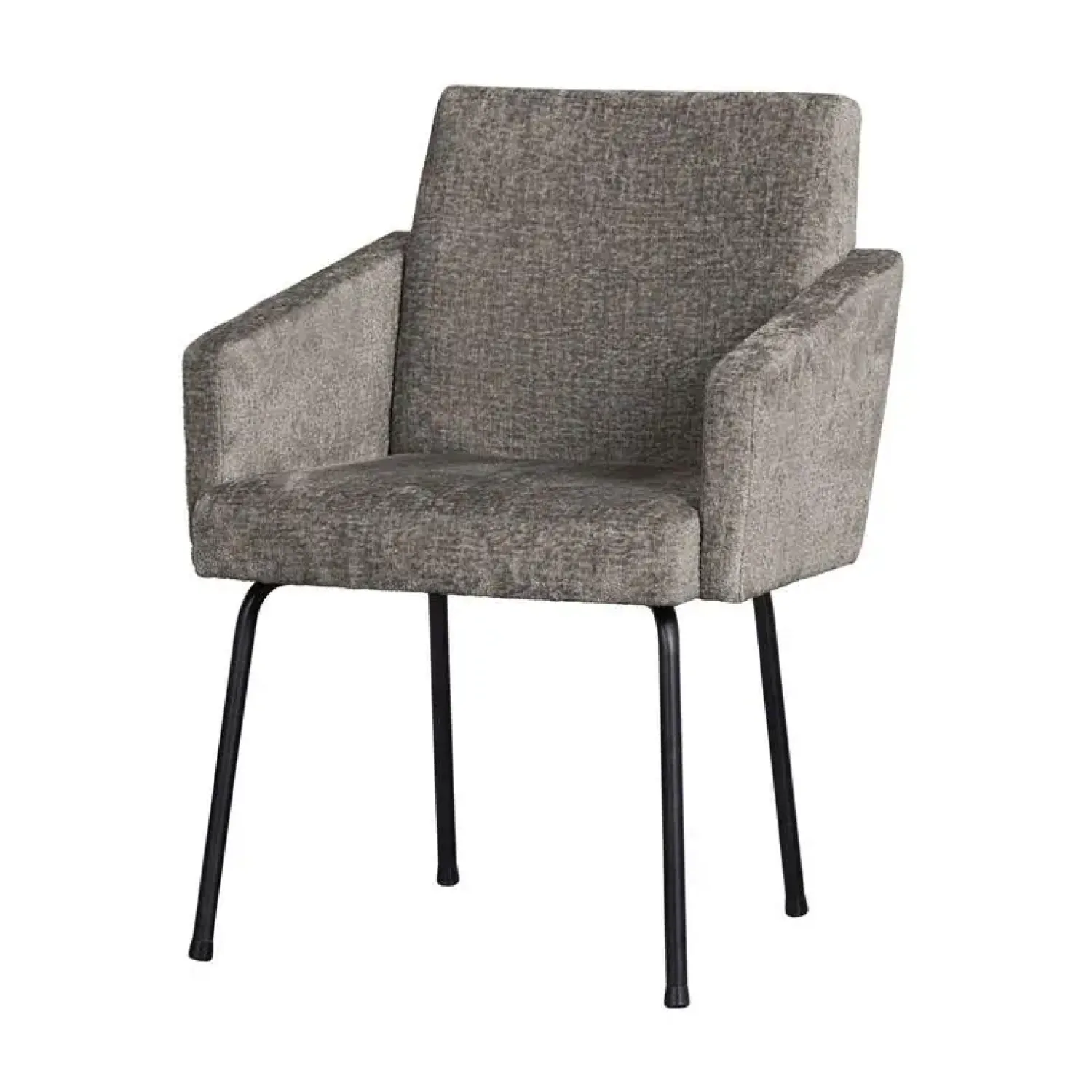 WOOOD Eetkamerstoelen|Mount Eetkamerstoel Met Armleuning Grof Geweven Stof Taupe