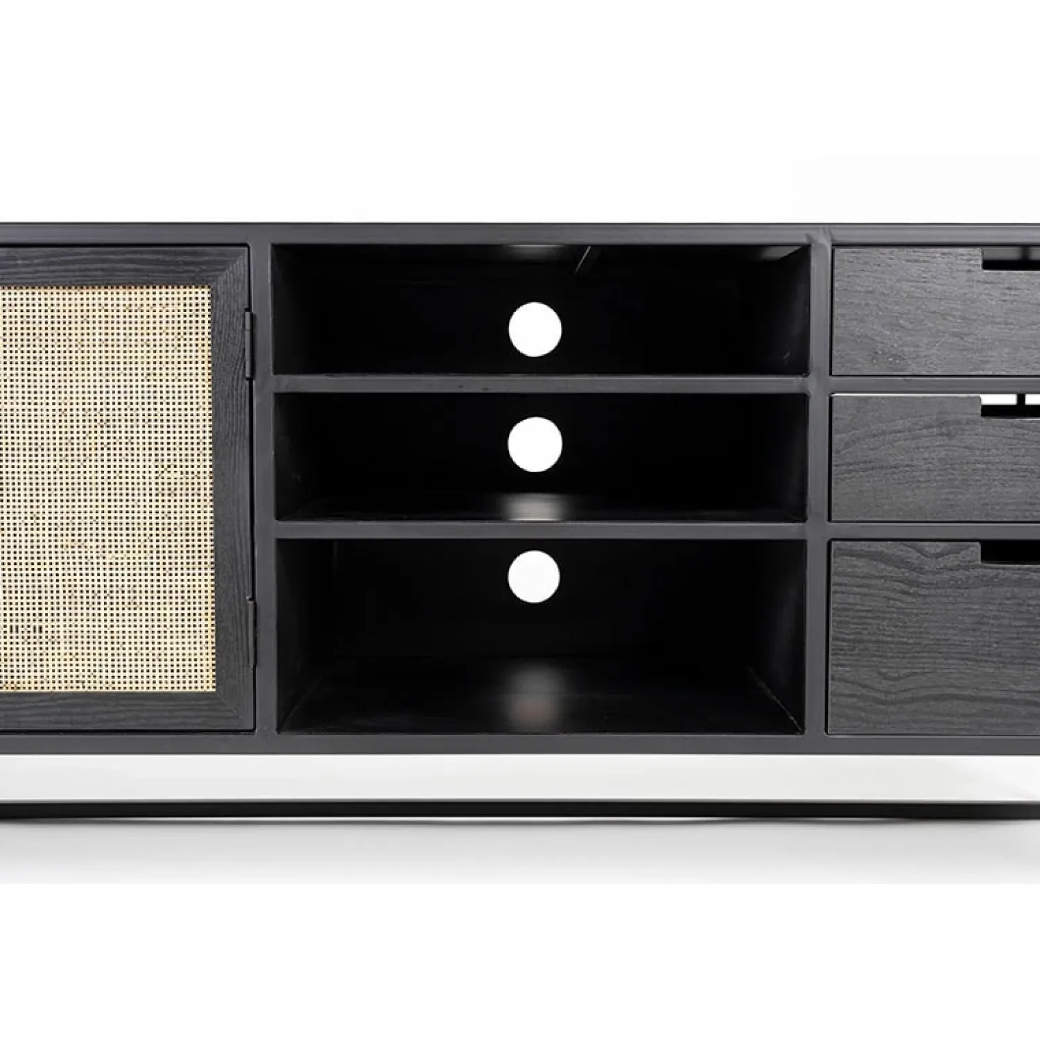 NORI Living Industriele Kasten|Tv Meubels|Muji tv meubel met 3 lades rotan 150cm