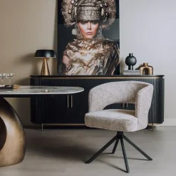 Tower living Eetkamerstoelen|Mura Eetkamerstoel stof Beige