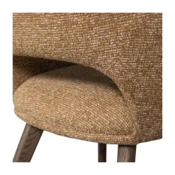 WOOOD Eetkamerstoelen|Murat Eetkamerstoel Geel Met Houten Poot Bruin