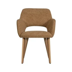 WOOOD Eetkamerstoelen|Murat Eetkamerstoel Geel Met Houten Poot Naturel