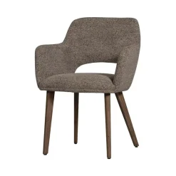 WOOOD Eetkamerstoelen|Murat Eetkamerstoel Taupe Met Houten Poot Bruin
