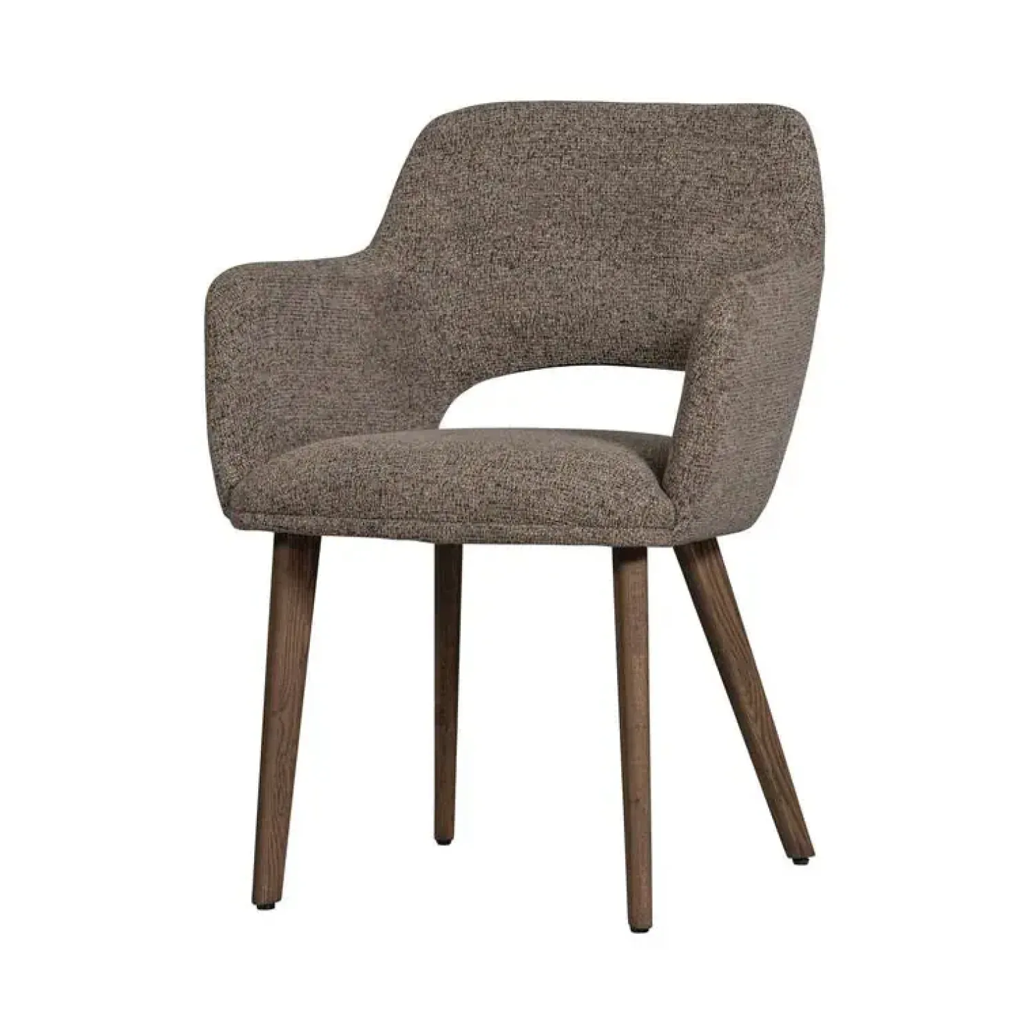WOOOD Eetkamerstoelen|Murat Eetkamerstoel Taupe Met Houten Poot Bruin