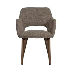 WOOOD Eetkamerstoelen|Murat Eetkamerstoel Taupe Met Houten Poot Bruin