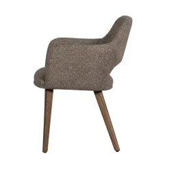 WOOOD Eetkamerstoelen|Murat Eetkamerstoel Taupe Met Houten Poot Bruin