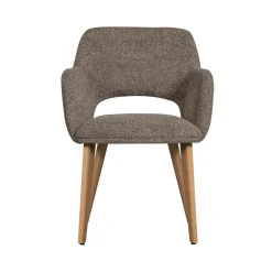 WOOOD Eetkamerstoelen|Murat Eetkamerstoel Taupe Met Houten Poot Naturel