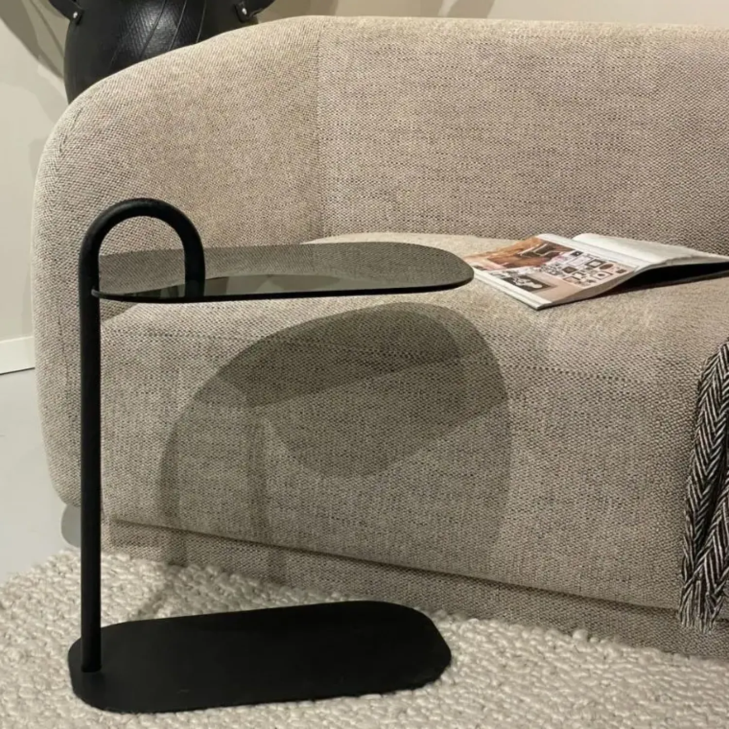Livingfurn Bijzettafels|Mylon Bijzettafel Glas zwart 48cm
