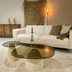 Livingfurn Salontafels|Mylon organische Salontafel Glas 86cm