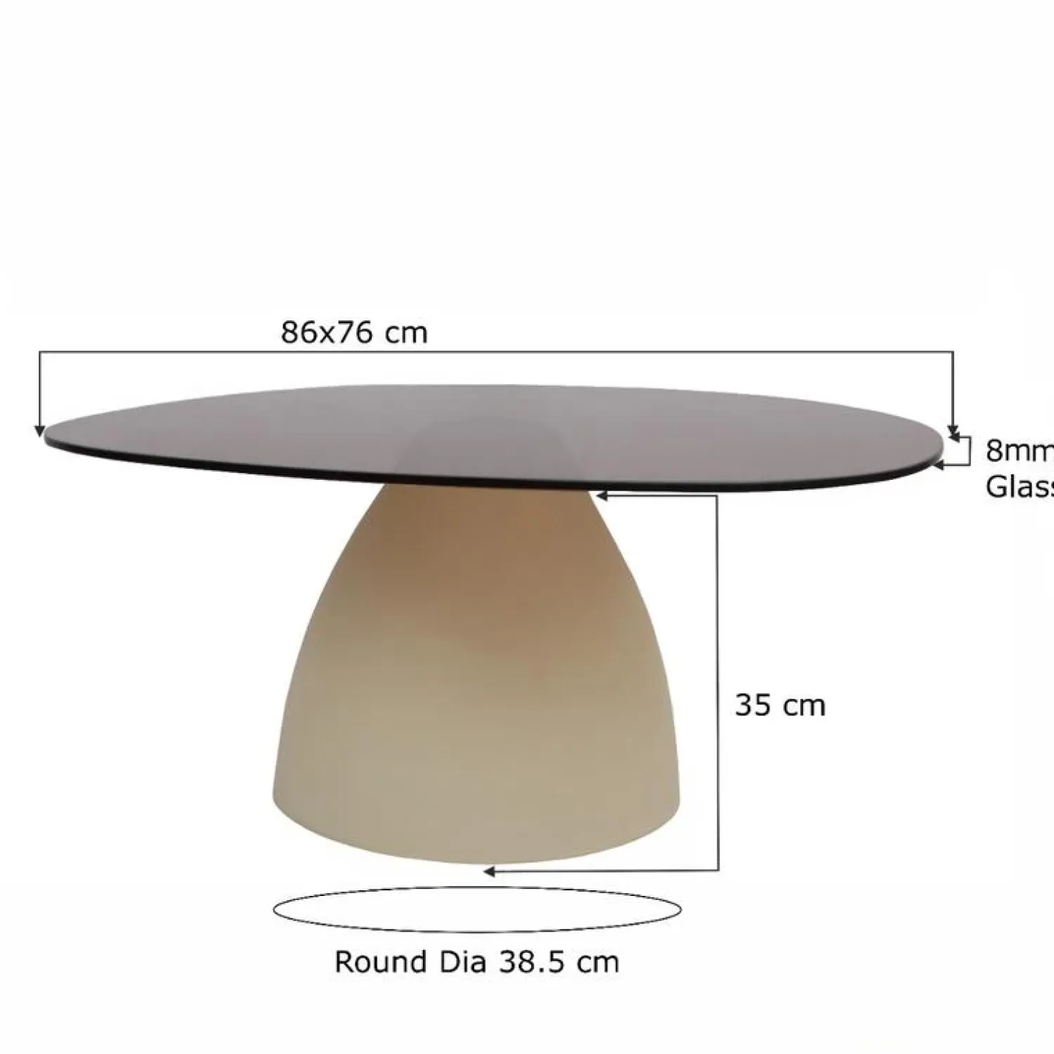 Livingfurn Salontafels|Mylon organische Salontafel Glas 86cm