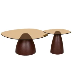 Livingfurn Bijzettafels|Mylon Salontafel glas Burgundy 50cm