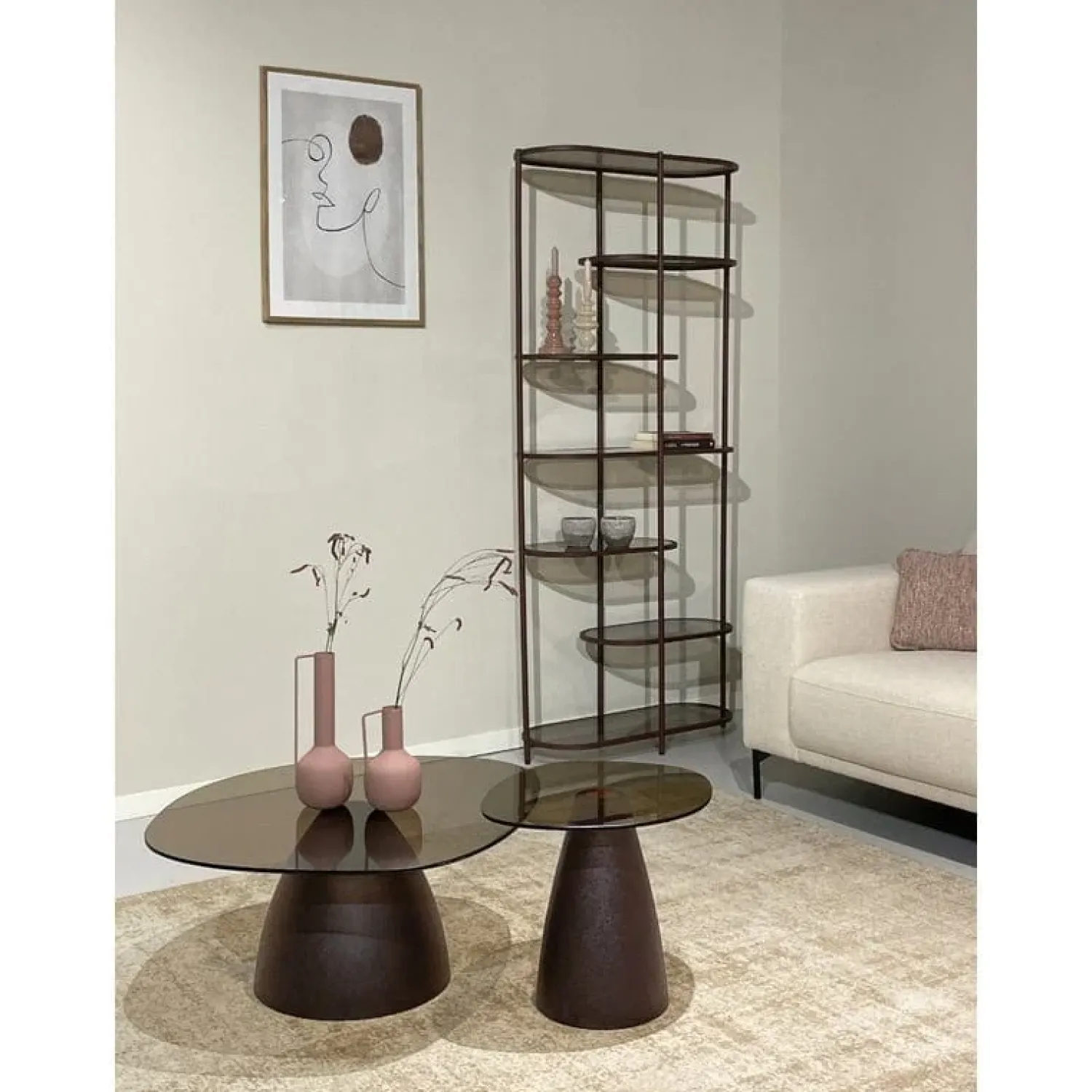 Livingfurn Bijzettafels|Mylon Salontafel glas Burgundy 50cm