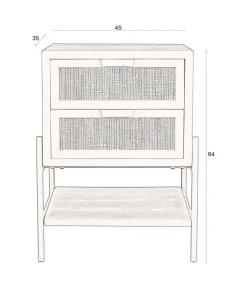 Dutchbone Nachtkastjes|Industriele Kasten|Nachtkastje Yasu Rotan Zwart 45cm