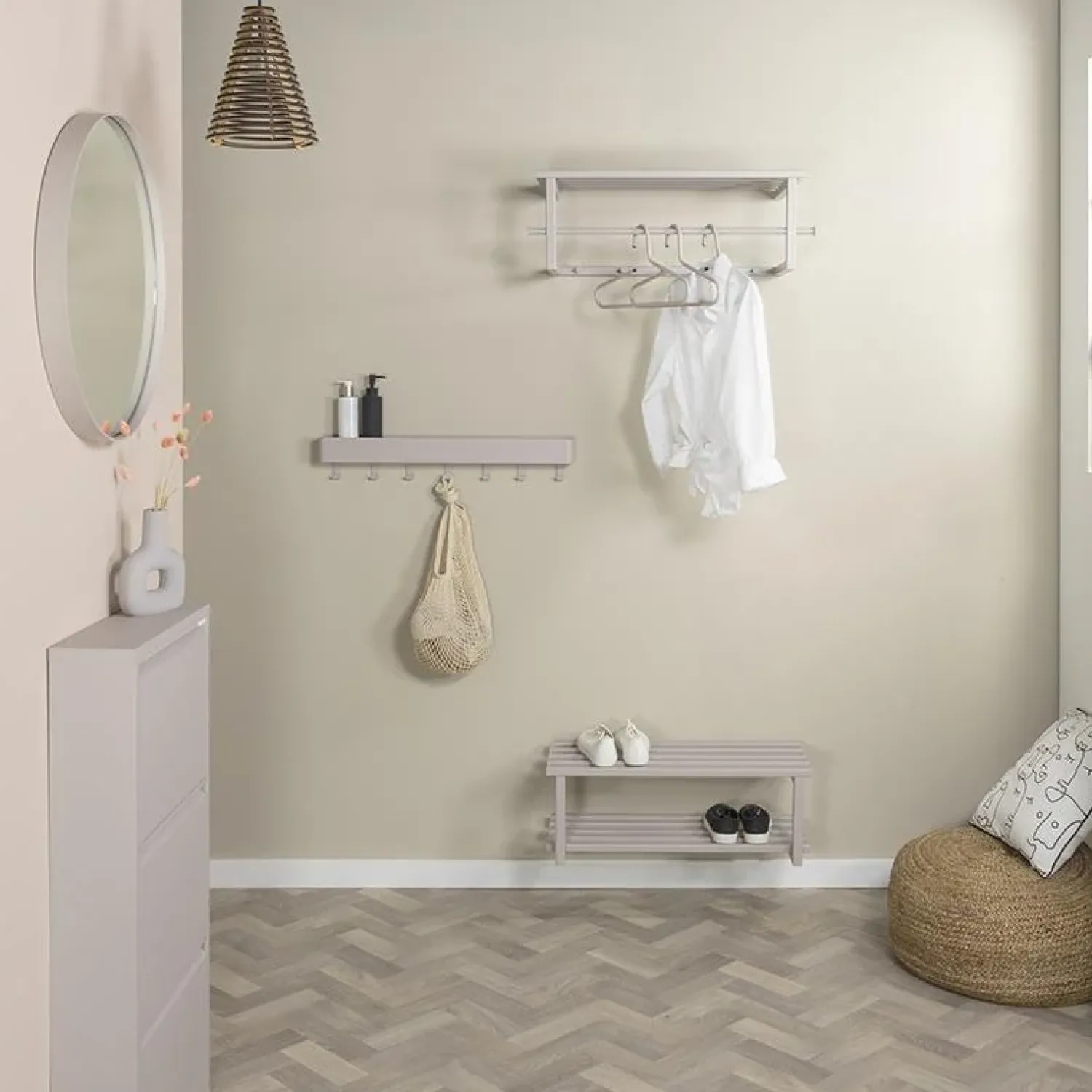 Redin Design Schoenenrekken|Nadia schoenenrek Taupe metaal