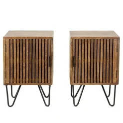 Kalfort Nachtkastjes|Industriele Kasten|Namra nachtkastje set van 2 mangohout zandkleur