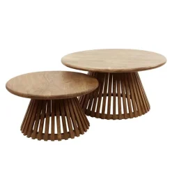 Kalfort Salontafels|Namra Salontafel set van 2 conisch Massief mangohout zandkleur