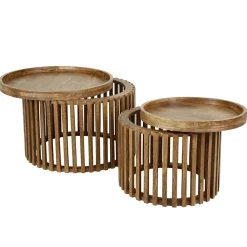 Kalfort Salontafels|Namra salontafel set van 2 mangohout zandkleur
