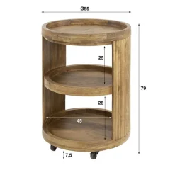 Kalfort Wijnkasten|Industriele Kasten|Namra Wijntrolley Mangohout Ø55cm