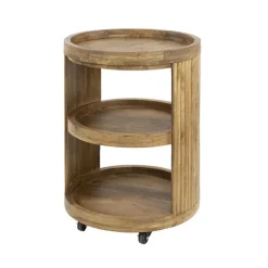 Kalfort Wijnkasten|Industriele Kasten|Namra Wijntrolley Mangohout Ø55cm