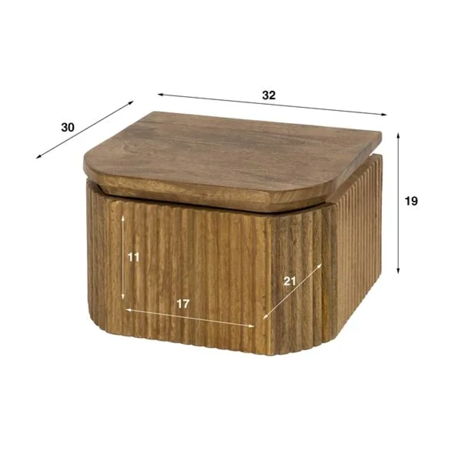 Kalfort Nachtkastjes|Industriele Kasten|Namra zwevend Nachtkastje Mangohout 32cm