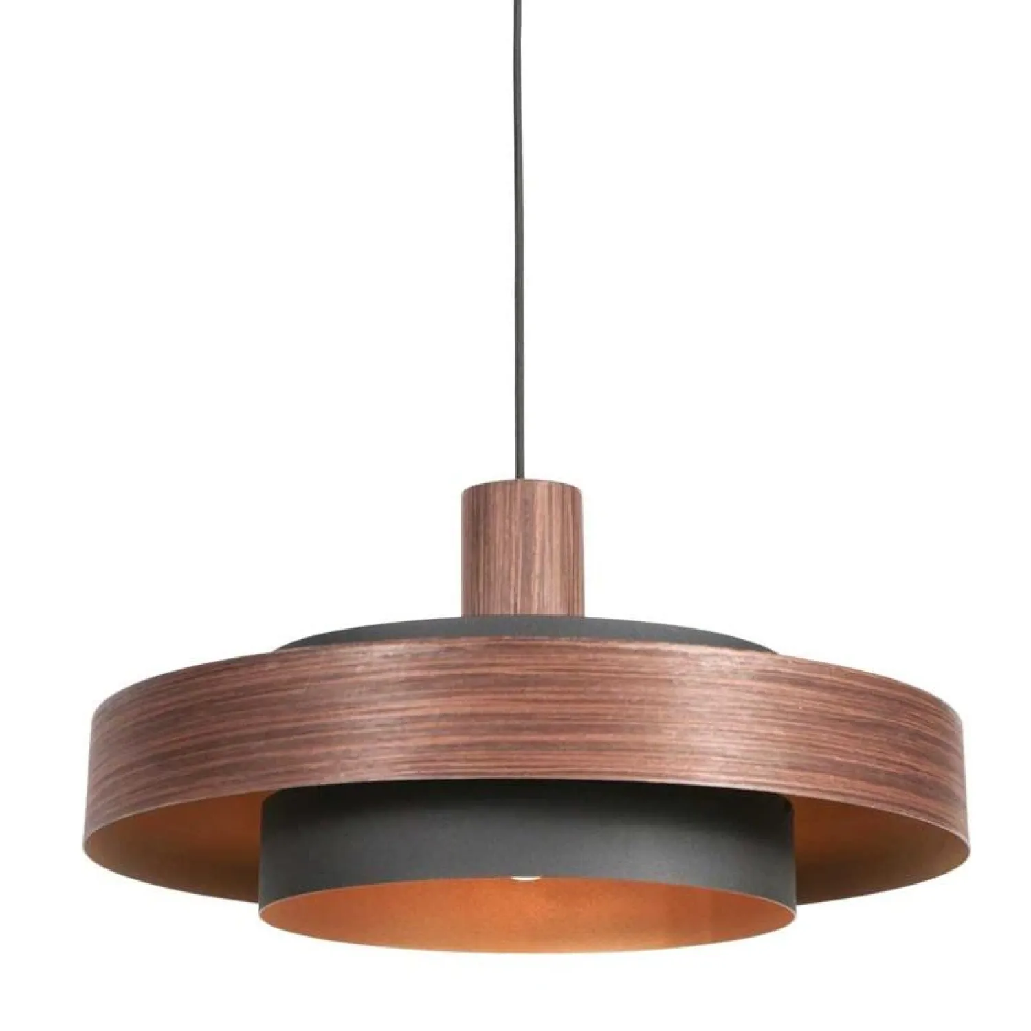 Steinmex Hanglampen|Naro 1-lichts Hanglamp Houtlook Zwart