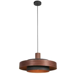 Steinmex Hanglampen|Naro 1-lichts Hanglamp Houtlook Zwart