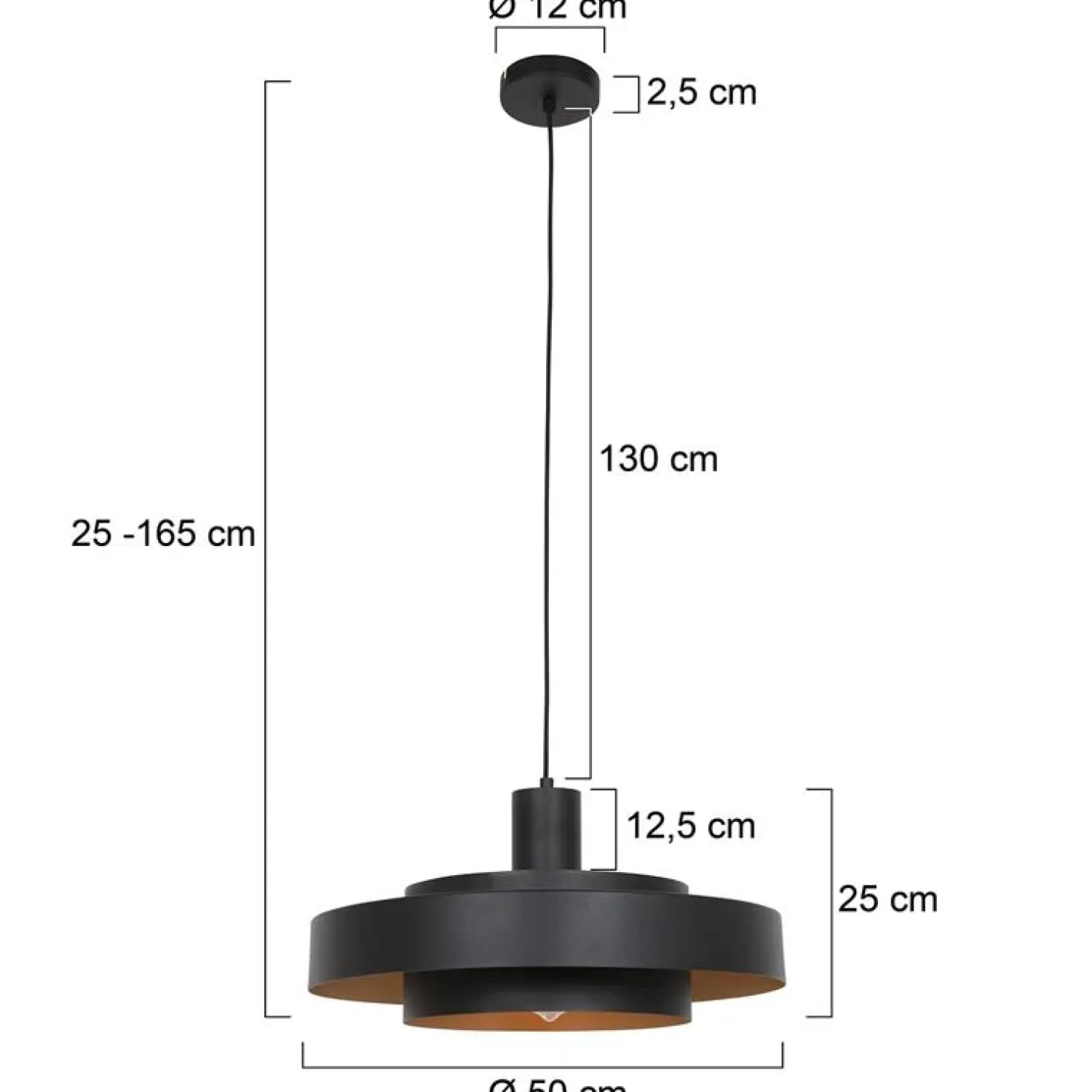 Trading Lighting Hanglampen|Naro 1-lichts Hanglamp Zwart