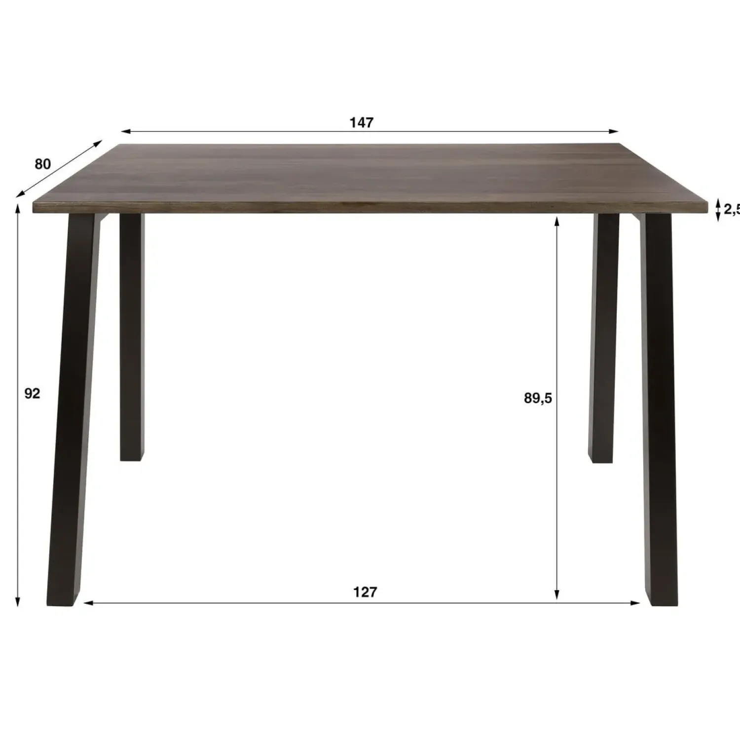 Kalfort Bartafels|Nela Bartafel Bruin acaciahout 147cm