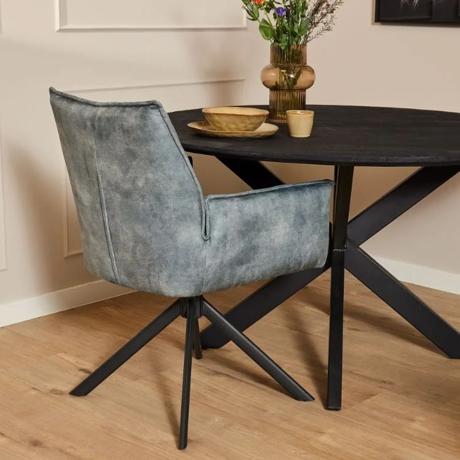 Furndea Eetkamerstoelen|Nelly eetkamerstoel velvet Light blue