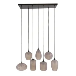Kalfort Hanglampen|Glazen Hanglamp|Nevada 7-lichts Hanglamp bruin-frosted glas