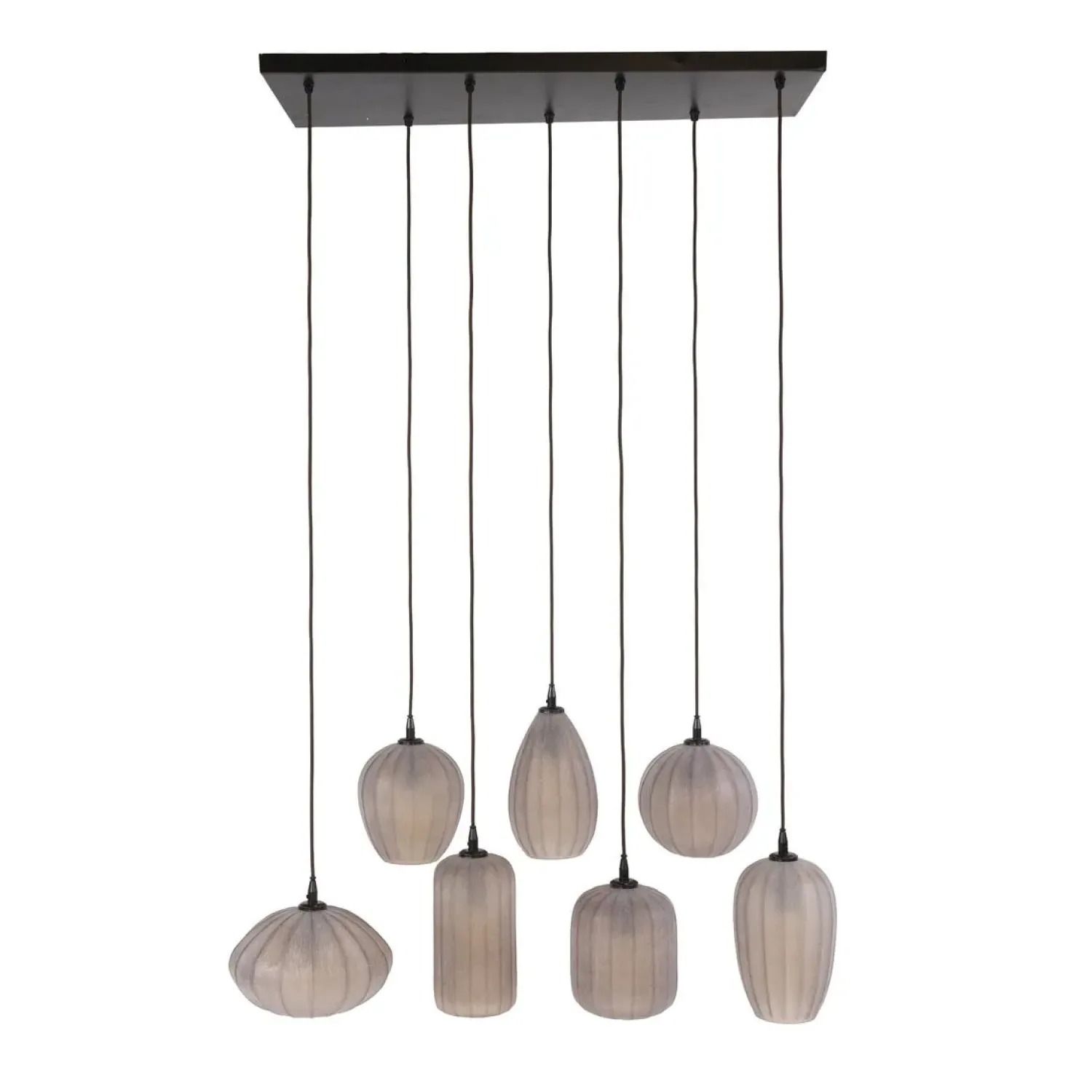 Kalfort Hanglampen|Glazen Hanglamp|Nevada 7-lichts Hanglamp bruin-frosted glas
