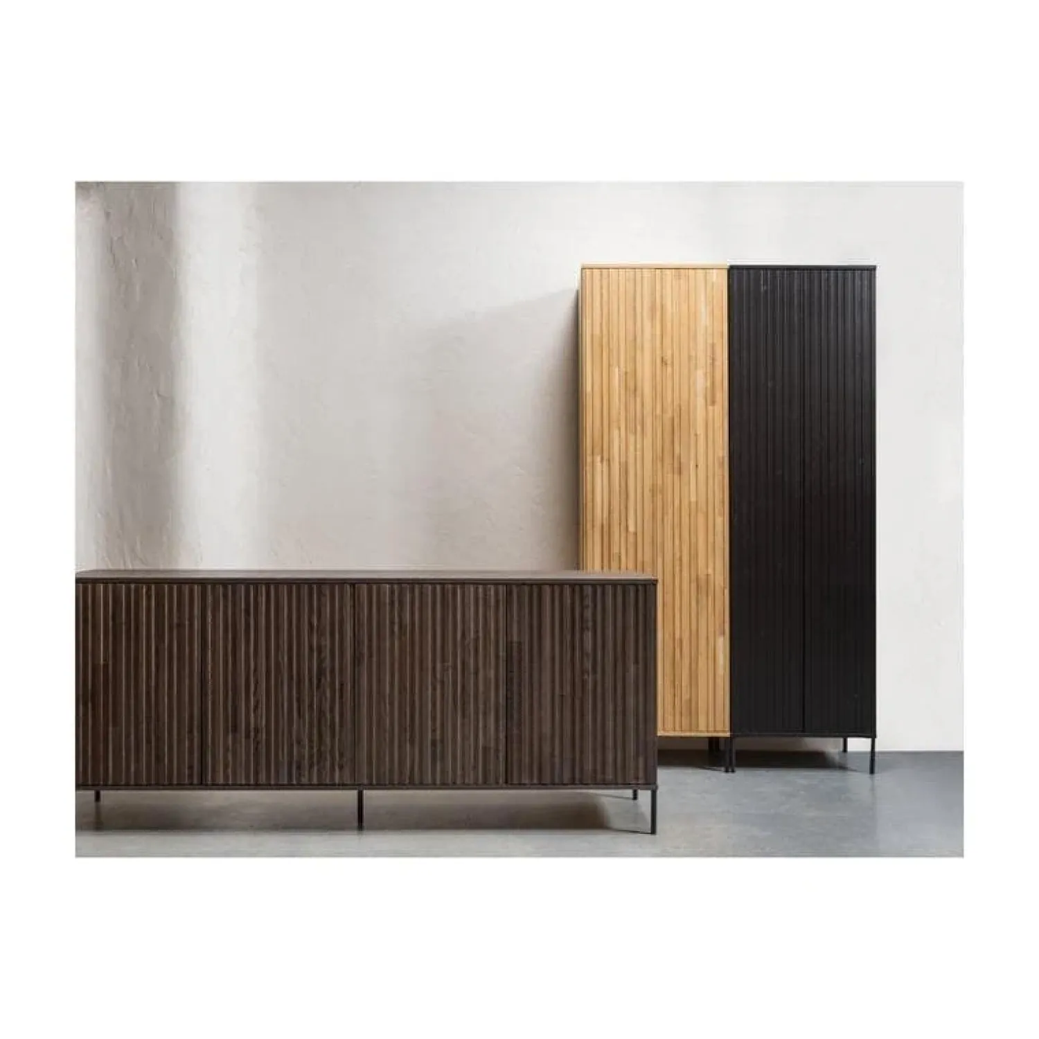 WOOOD Dressoirs|Industriele Kasten|New Gravure Dressoir essen fineer espresso 200 cm