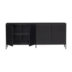 WOOOD Dressoirs|Industriele Kasten|New Gravure Dressoir grenen zwart 200 cm