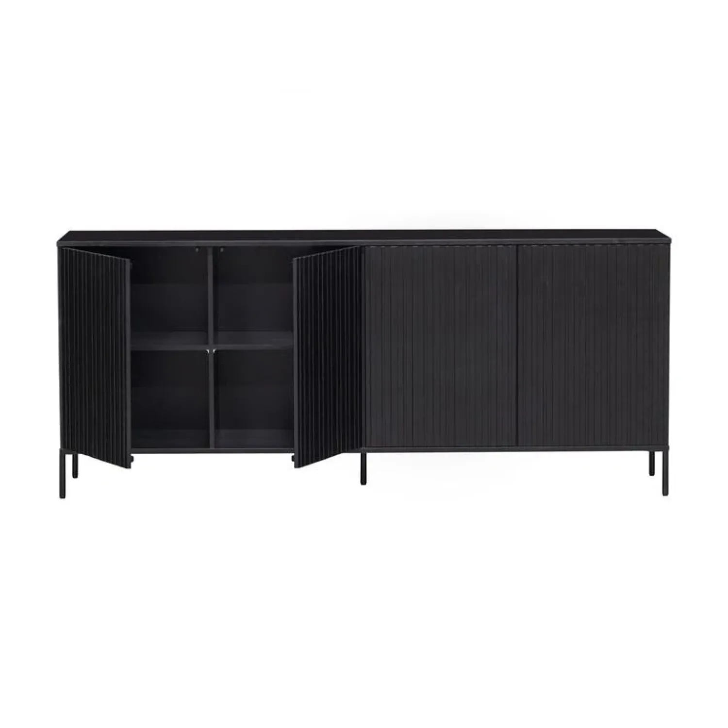 WOOOD Dressoirs|Industriele Kasten|New Gravure Dressoir grenen zwart 200 cm