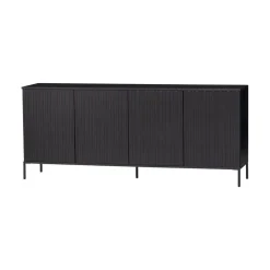 WOOOD Dressoirs|Industriele Kasten|New Gravure Dressoir grenen zwart 200 cm