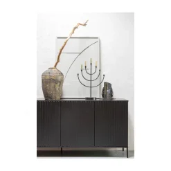 WOOOD Dressoirs|Industriele Kasten|New Gravure Dressoir grenen zwart 200 cm