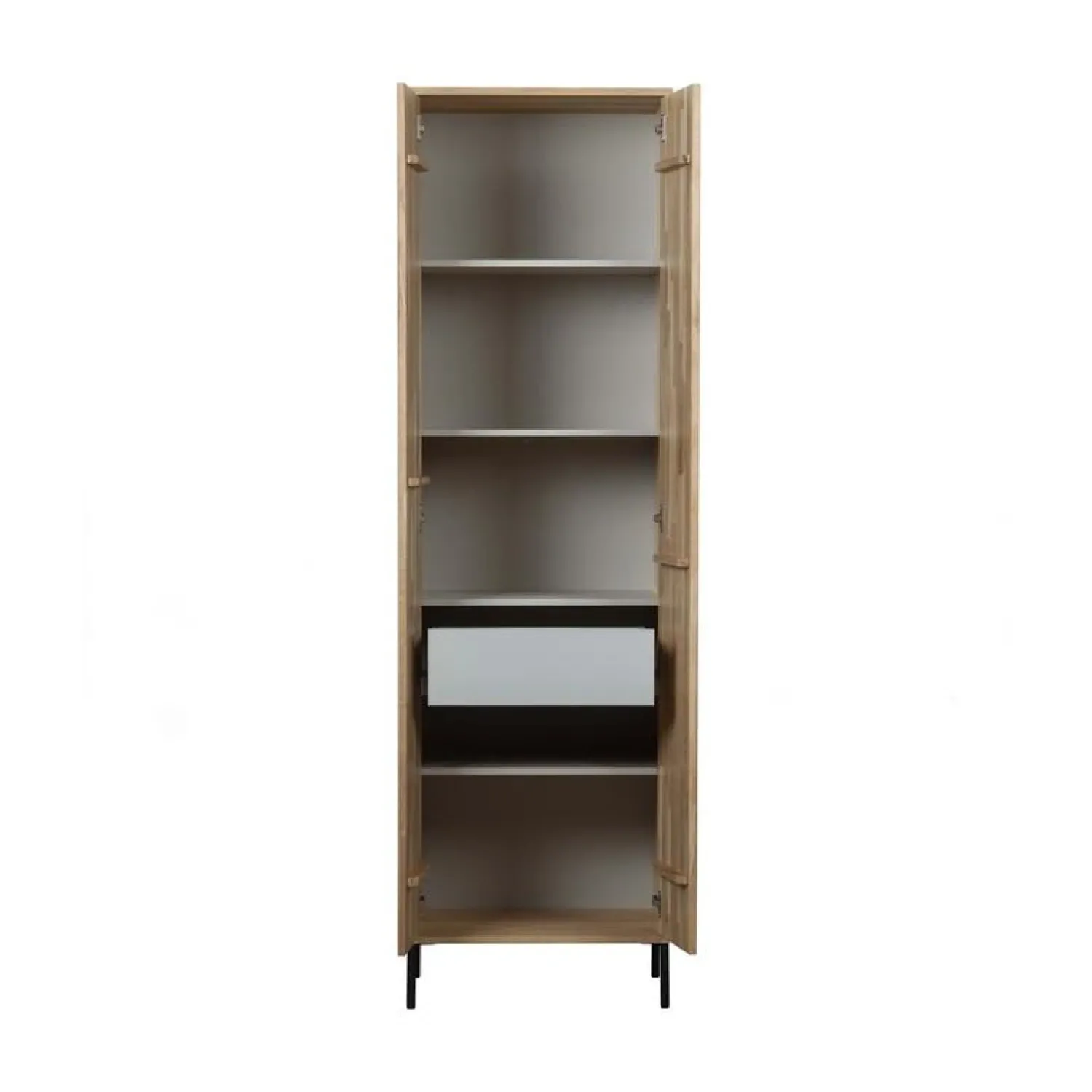 WOOOD Wandkasten|Industriele Kasten|New Gravure Hoge kast met lade eiken naturel 60 cm