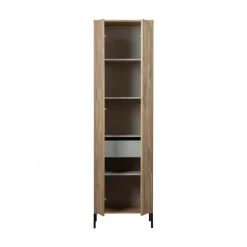 WOOOD Wandkasten|Industriele Kasten|New Gravure Hoge kast met lade eiken naturel 60 cm