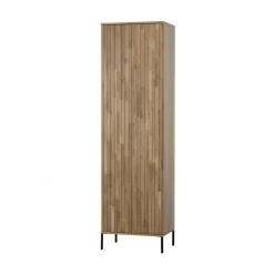 WOOOD Wandkasten|Industriele Kasten|New Gravure Hoge kast met lade eiken naturel 60 cm