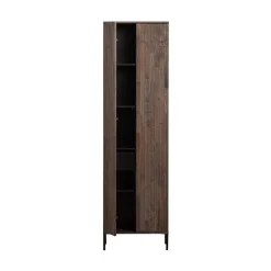 WOOOD Wandkasten|Industriele Kasten|New Gravure Hoge kast met lade essen fineer espresso 60 cm