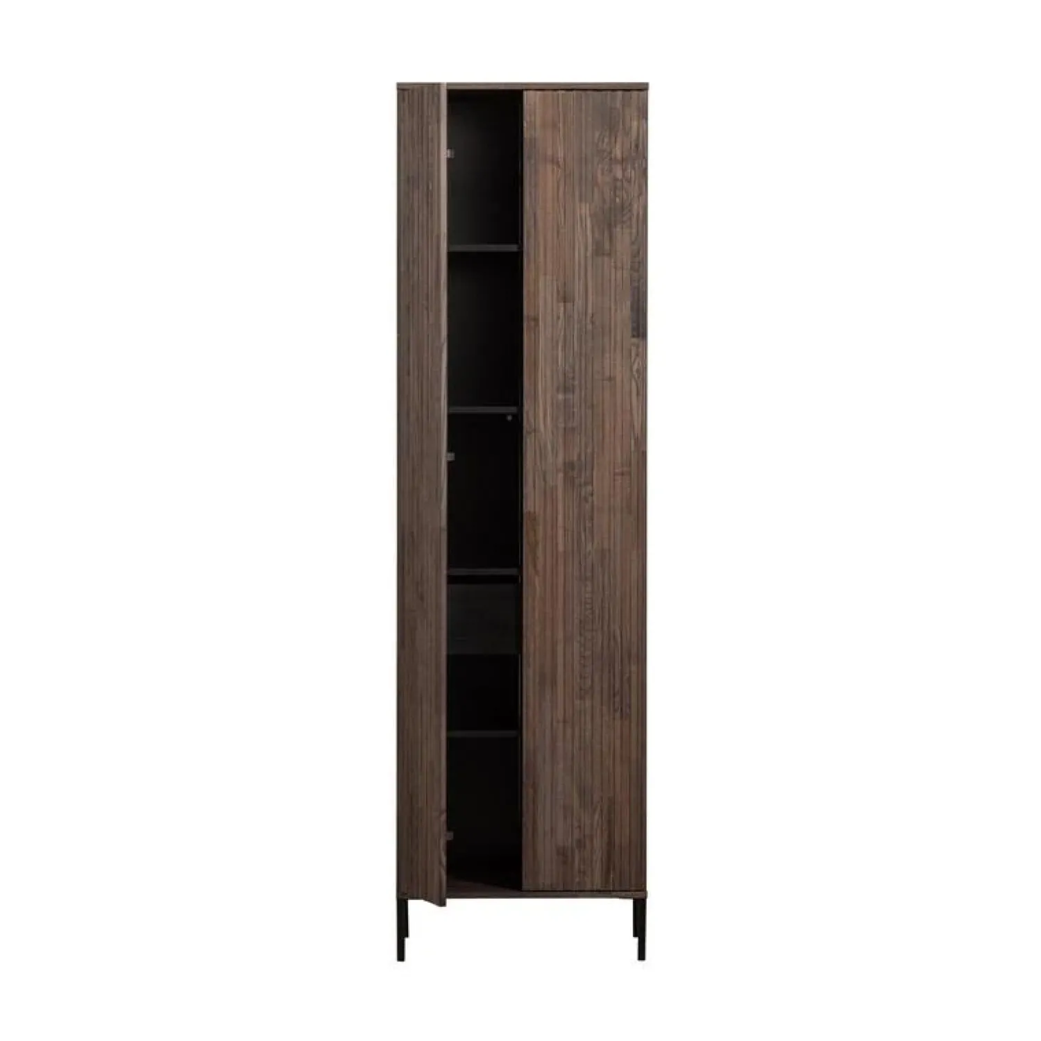 WOOOD Wandkasten|Industriele Kasten|New Gravure Hoge kast met lade essen fineer espresso 60 cm
